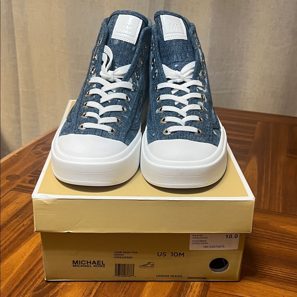Michael Kors Denim High-Top Sneakers - Picture 2 of 7